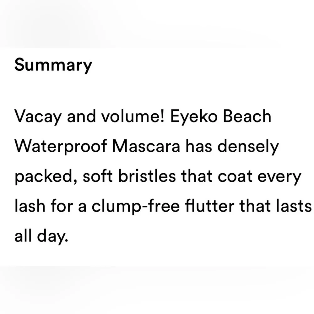 ⭐️NIB⭐️Eyeko~BEACH Waterproof Mascara - Black~Full Size
